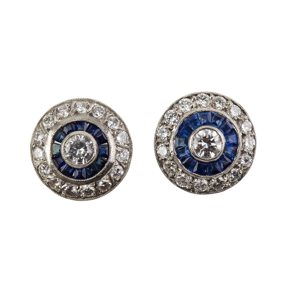 Pair Of Platinum Button Earrings