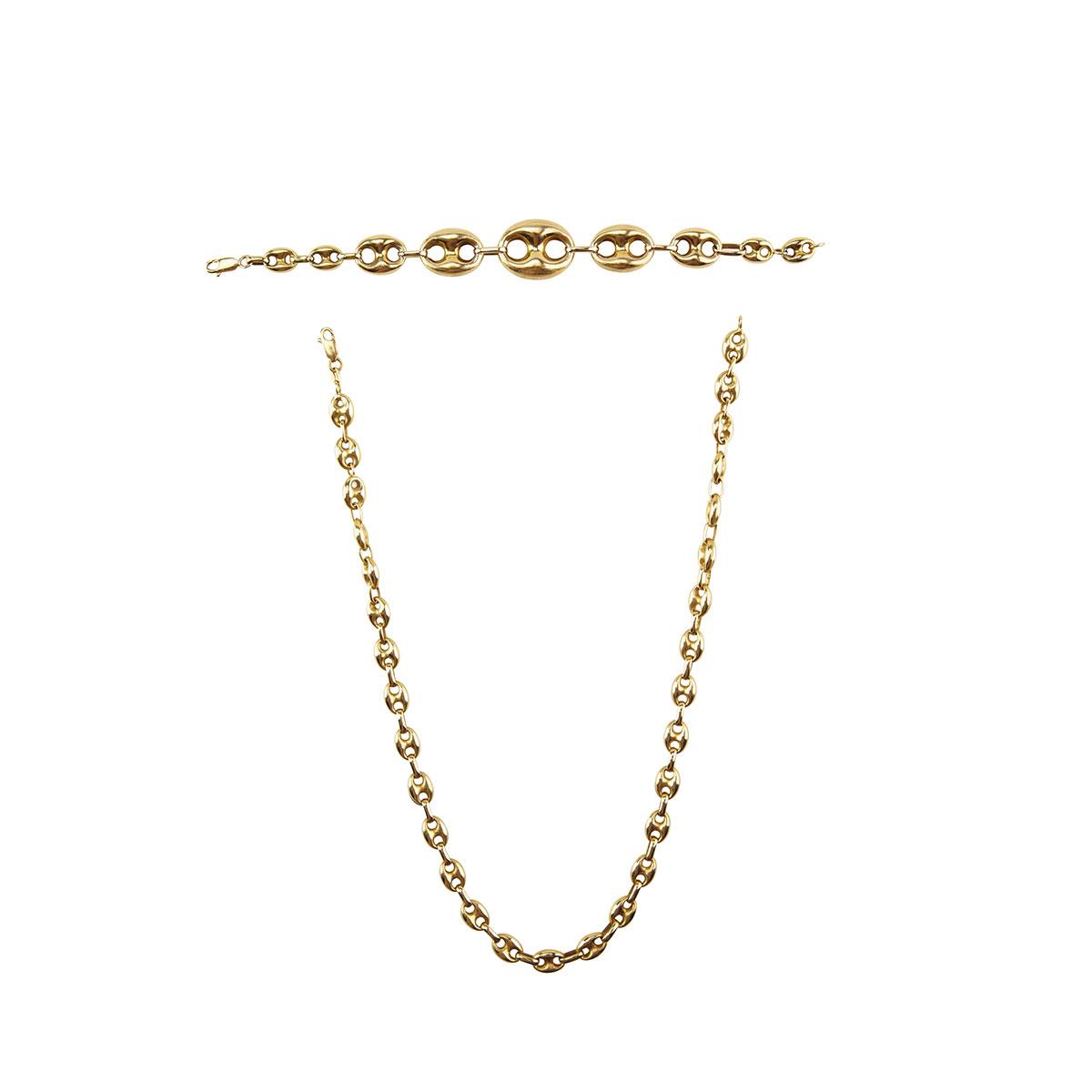Italian 18k Yellow Gold Gucci-Style Necklace And Bracelet