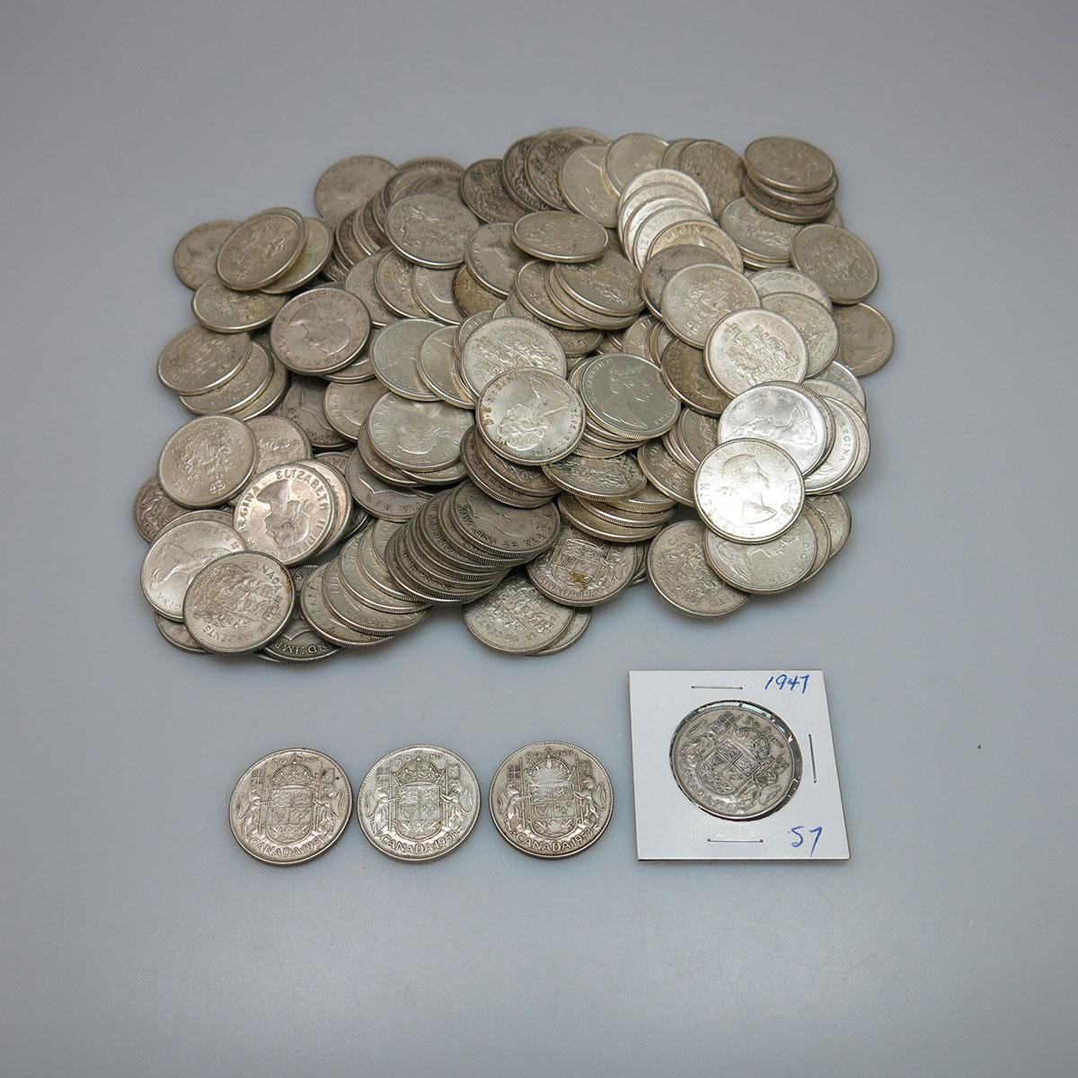 211 Various Canadian Silver Half Dollars