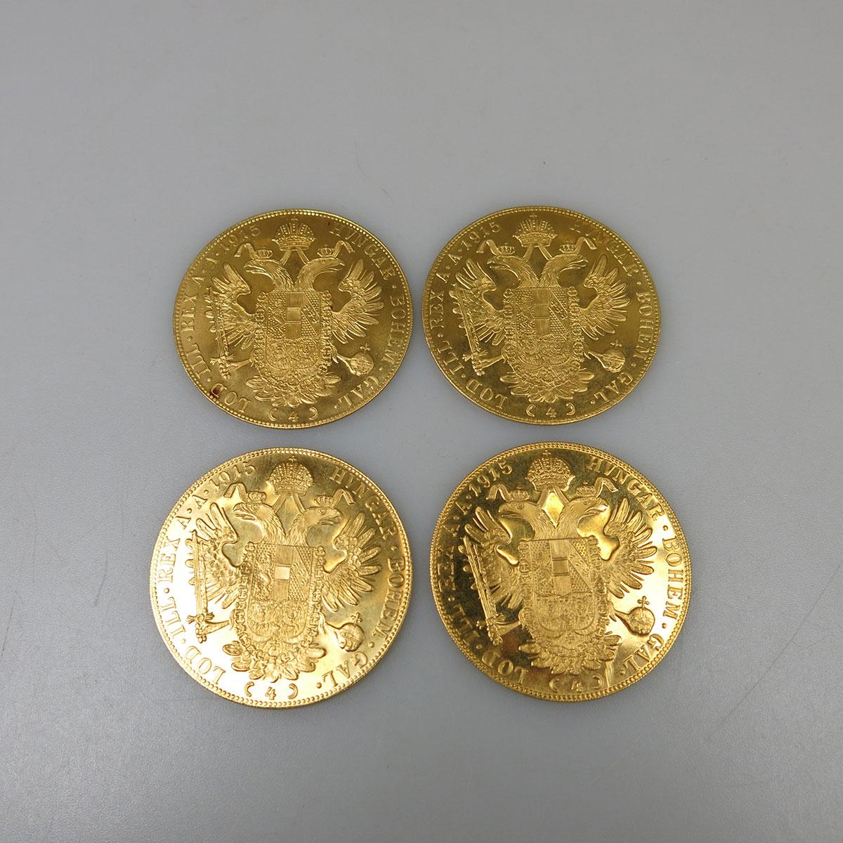 4 Austrian 1915 Restrike 4 Ducat Gold Coins
