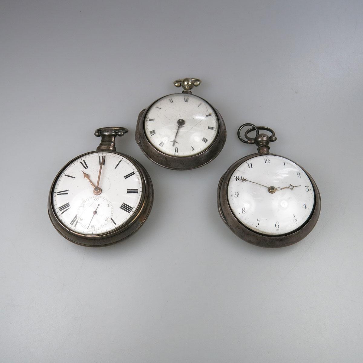 3 x 19th Century English Key Wind Pocket Watches 