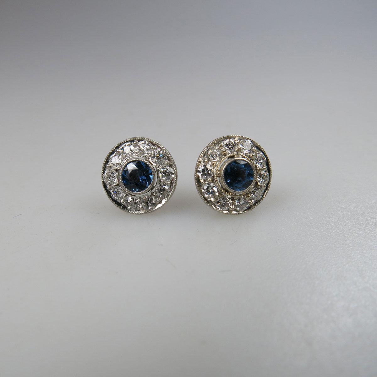 Pair Of 14k Yellow And White Gold Button Earrings