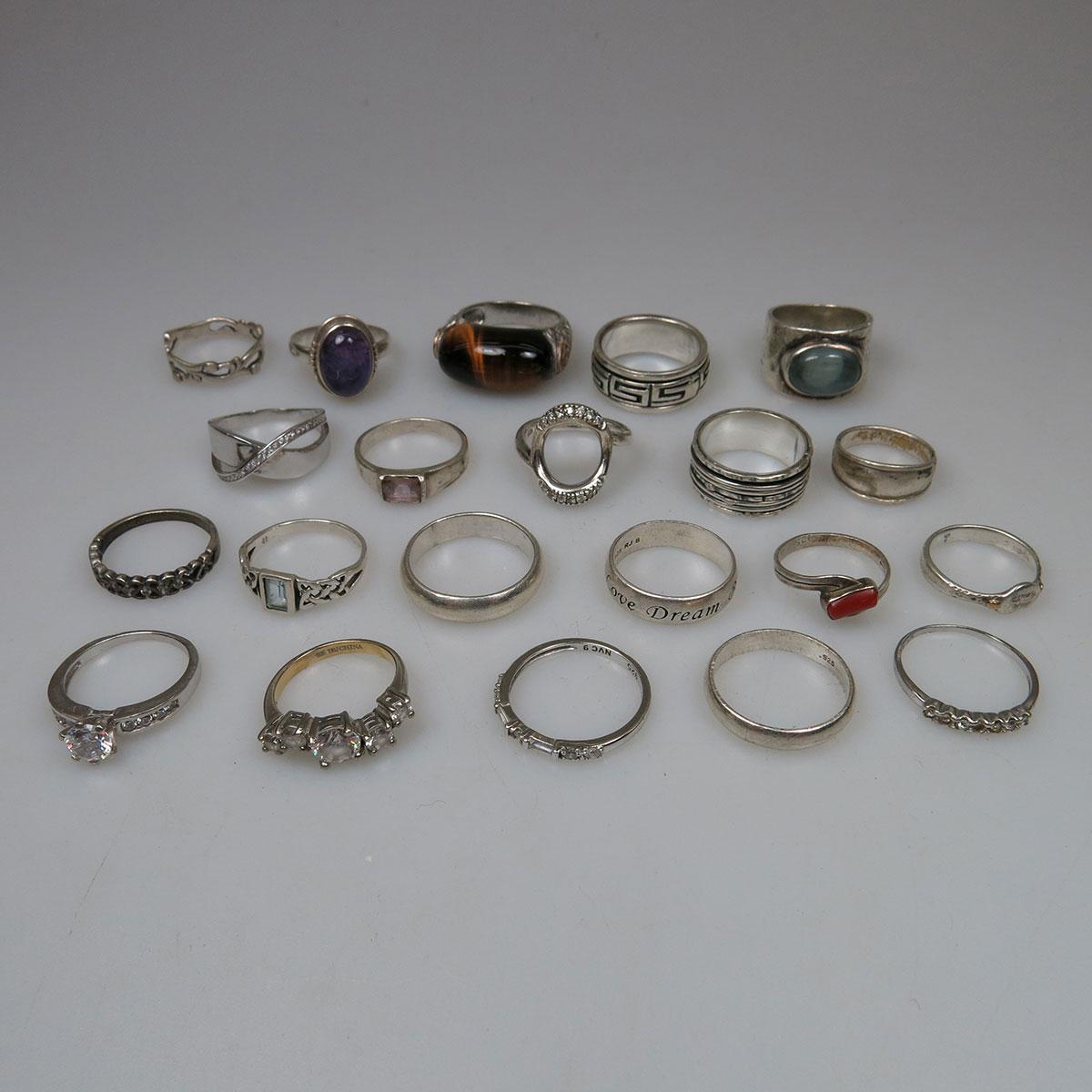 20 Various Silver Rings