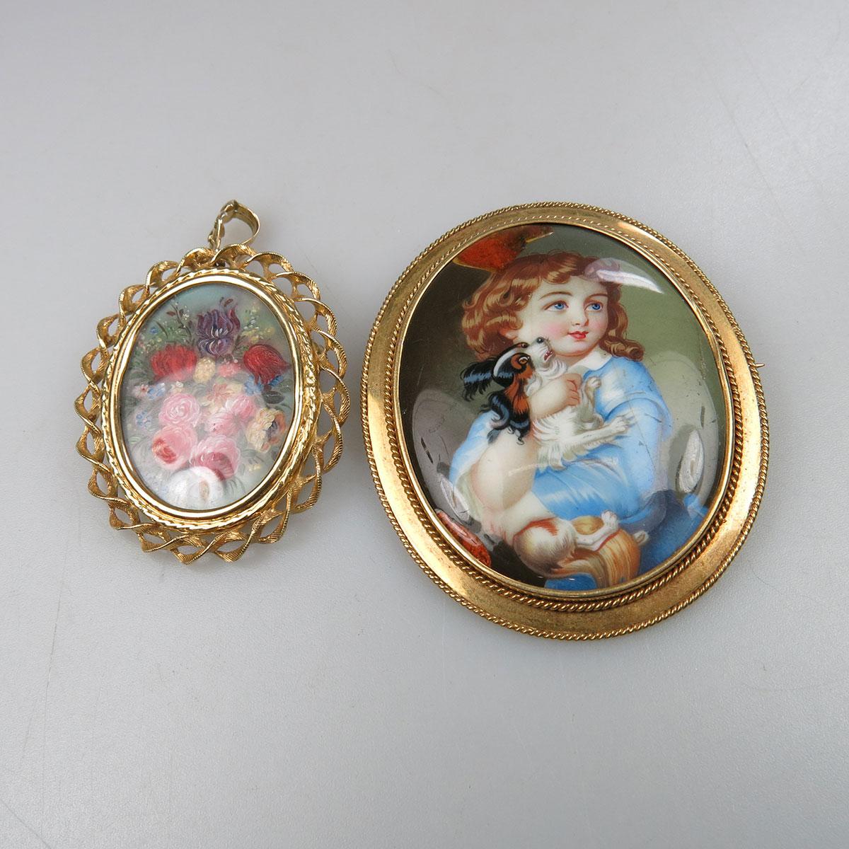 2 Oval Painted Miniatures
