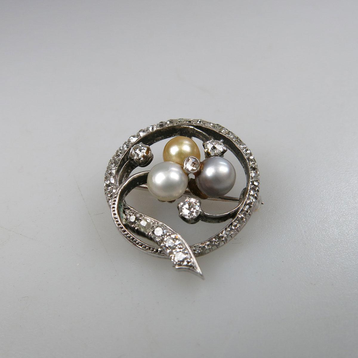 14k White Gold And Silver Circular Pin