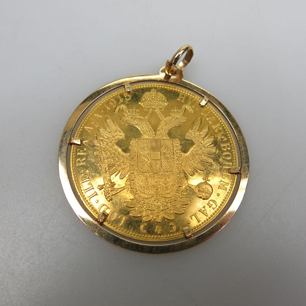 Austrian 1915 Restrike 4 Ducat Gold Coin