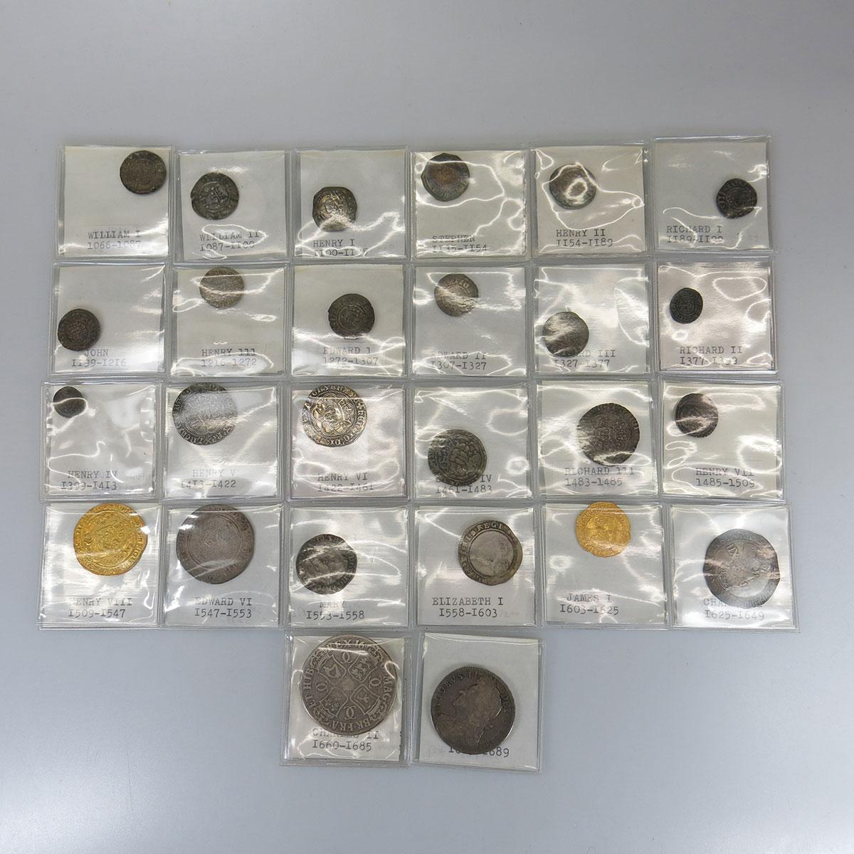 Collection of 24 Silver And 2 Gold English Coins