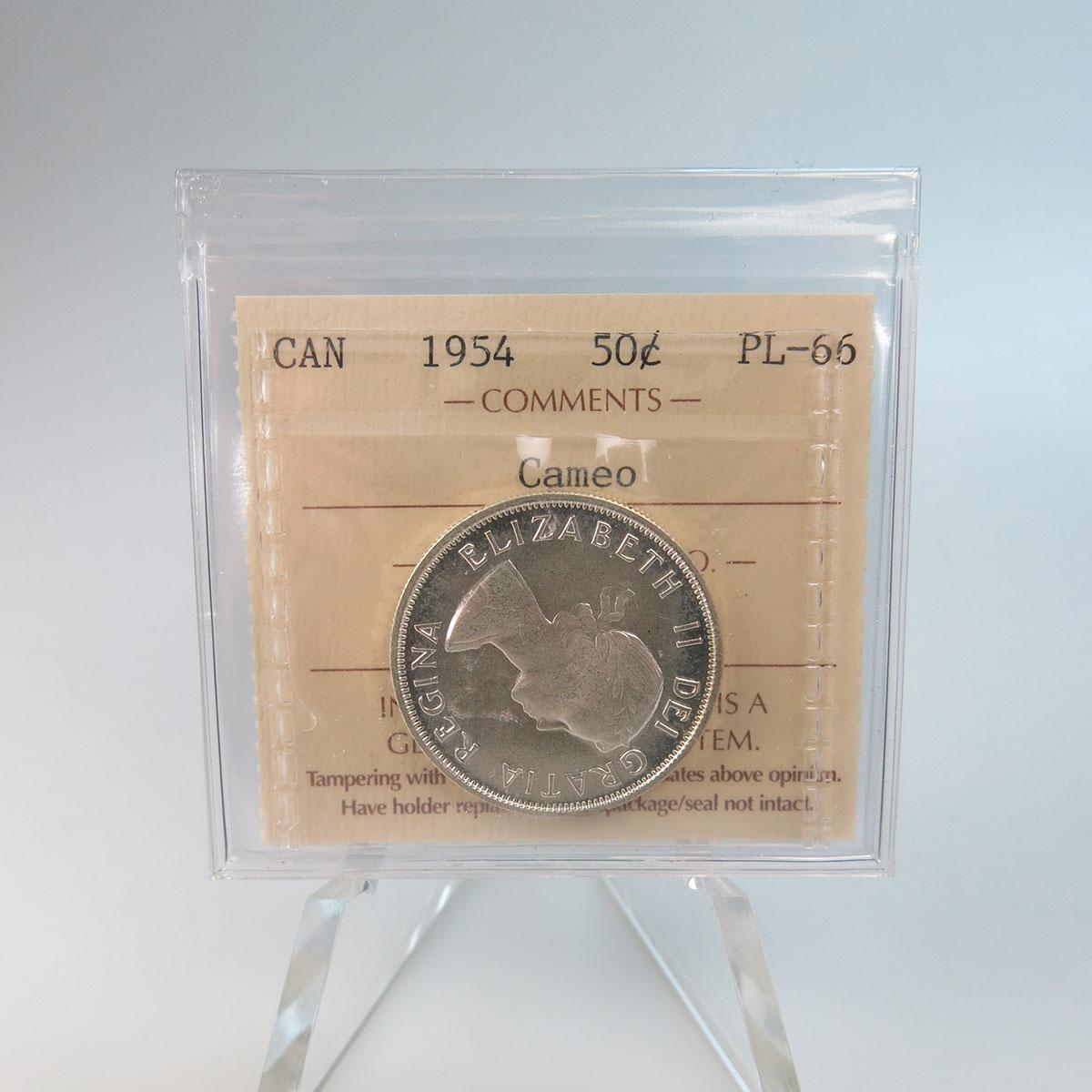 Canadian 1954 Cameo Fifty Cent