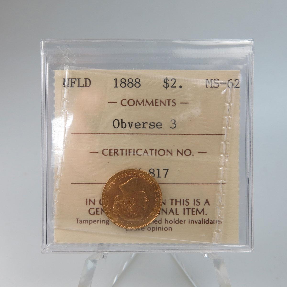 Newfoundland 1888 Gold $2