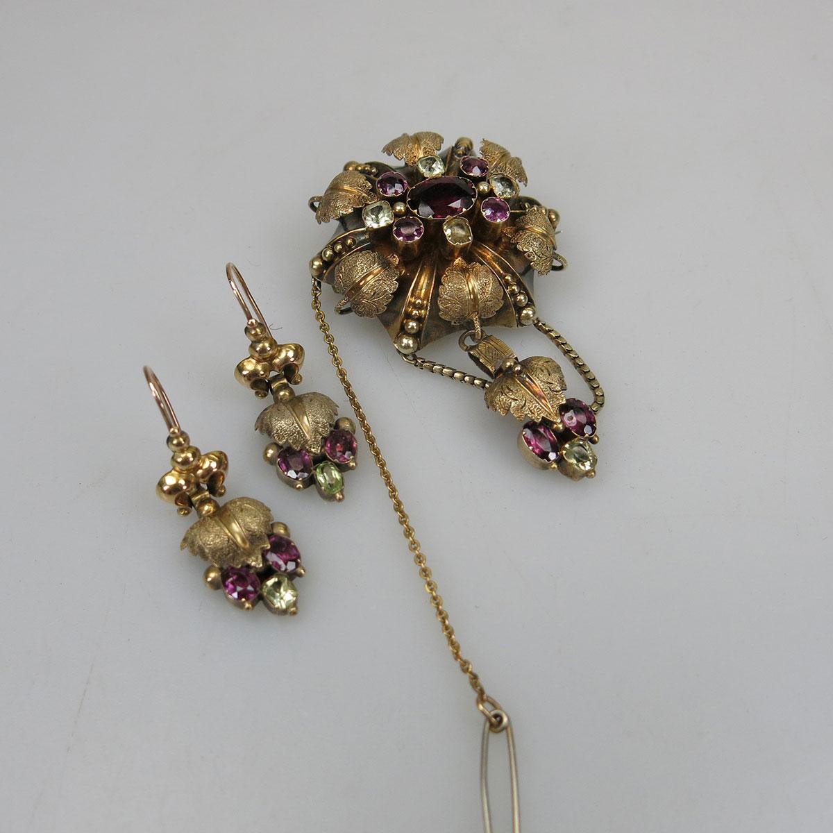 Victorian Gold And Gold-Filled Brooch And Earrings