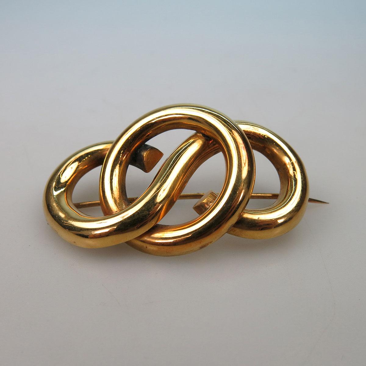 19th Century 10k Yellow Gold Knot Brooch