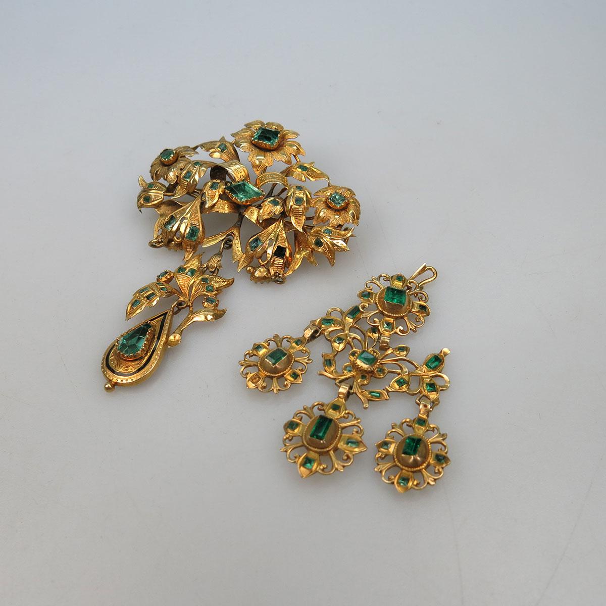 18k Yellow Gold Pendant And Brooch