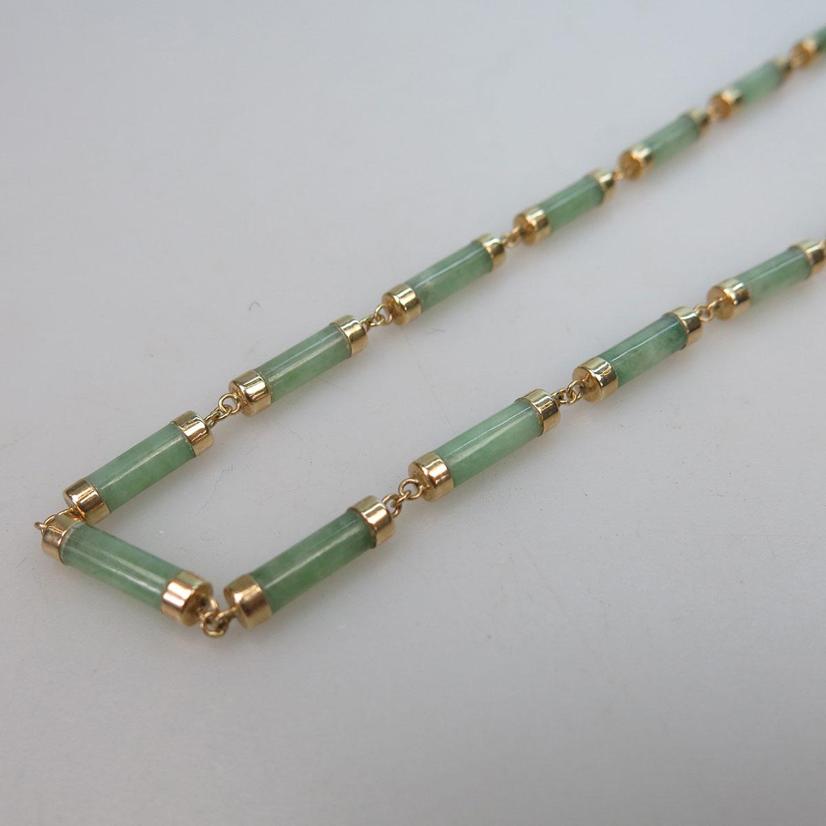14k Yellow Gold And Jadeite Necklace