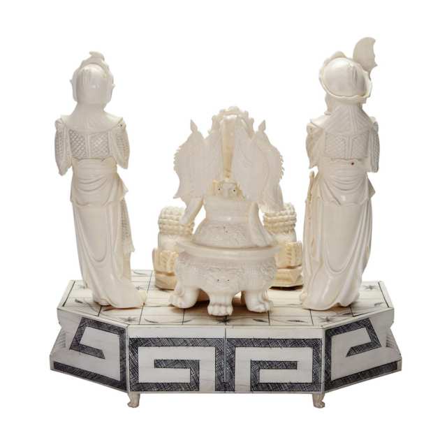 Large Ivory Figural ‘Three Kingdoms’ Group and Base, Circa 1940
