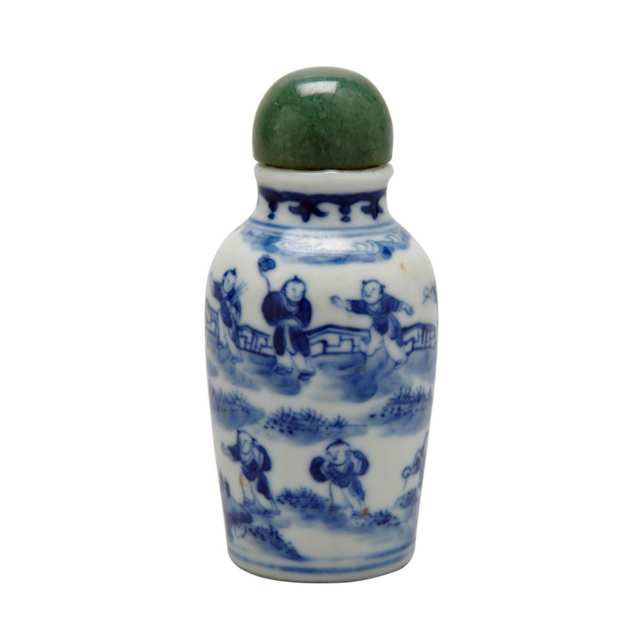 Blue and White ‘Boys’ Snuff Bottle, 19th Century