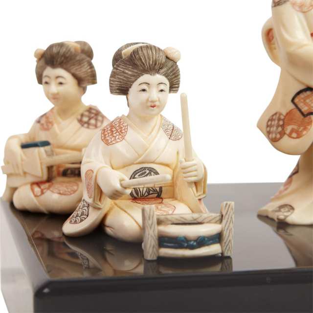 Five Ivory Okimono of Musicians, Early 20th Century