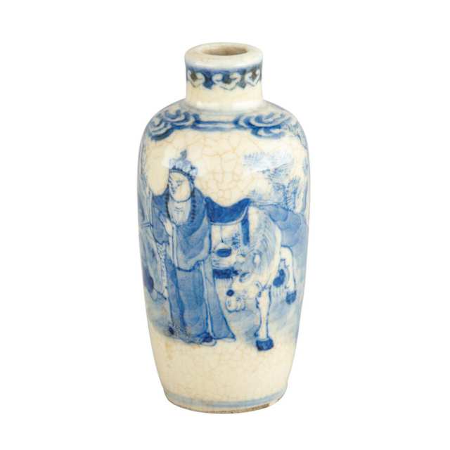 Three Blue and White Snuff Bottles, 19th Century