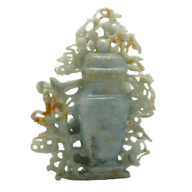 Mottled Celadon Jadeite Dragon Vase