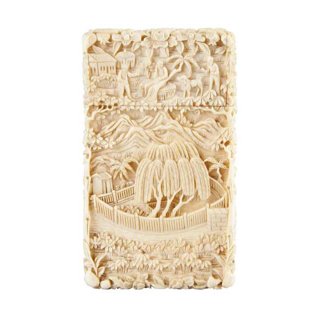 Export Ivory ‘Napoleonic’ Card Case, 19th Century