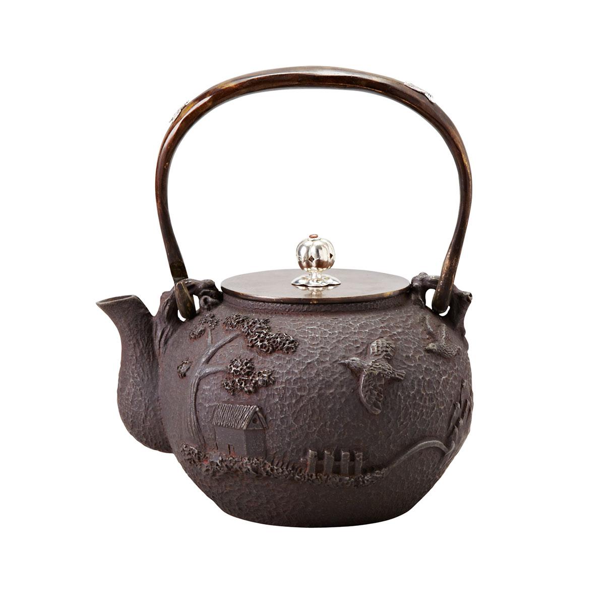 Iron and Mixed-Metal Teapot, Tetsubin, Meiji Period, Late 19th Century