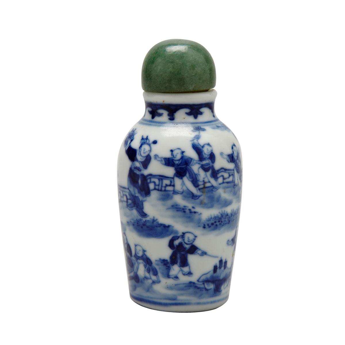 Blue and White ‘Boys’ Snuff Bottle, 19th Century