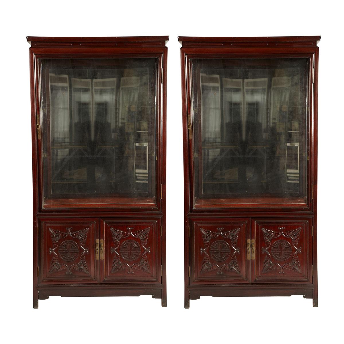 Pair of Hardwood Display Cabinets