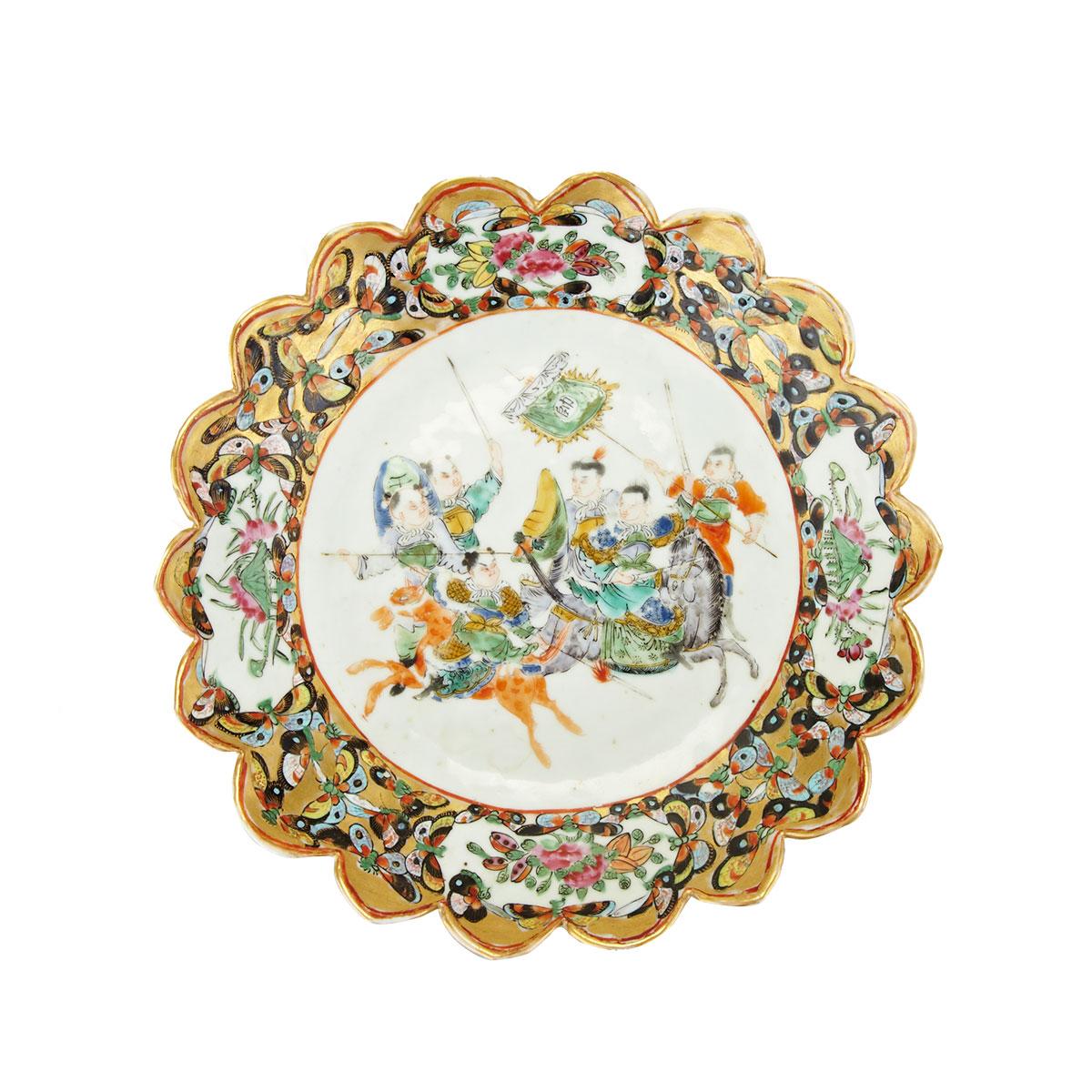 Export Famille Rose Shallow Foliate Bowl, 19th Century