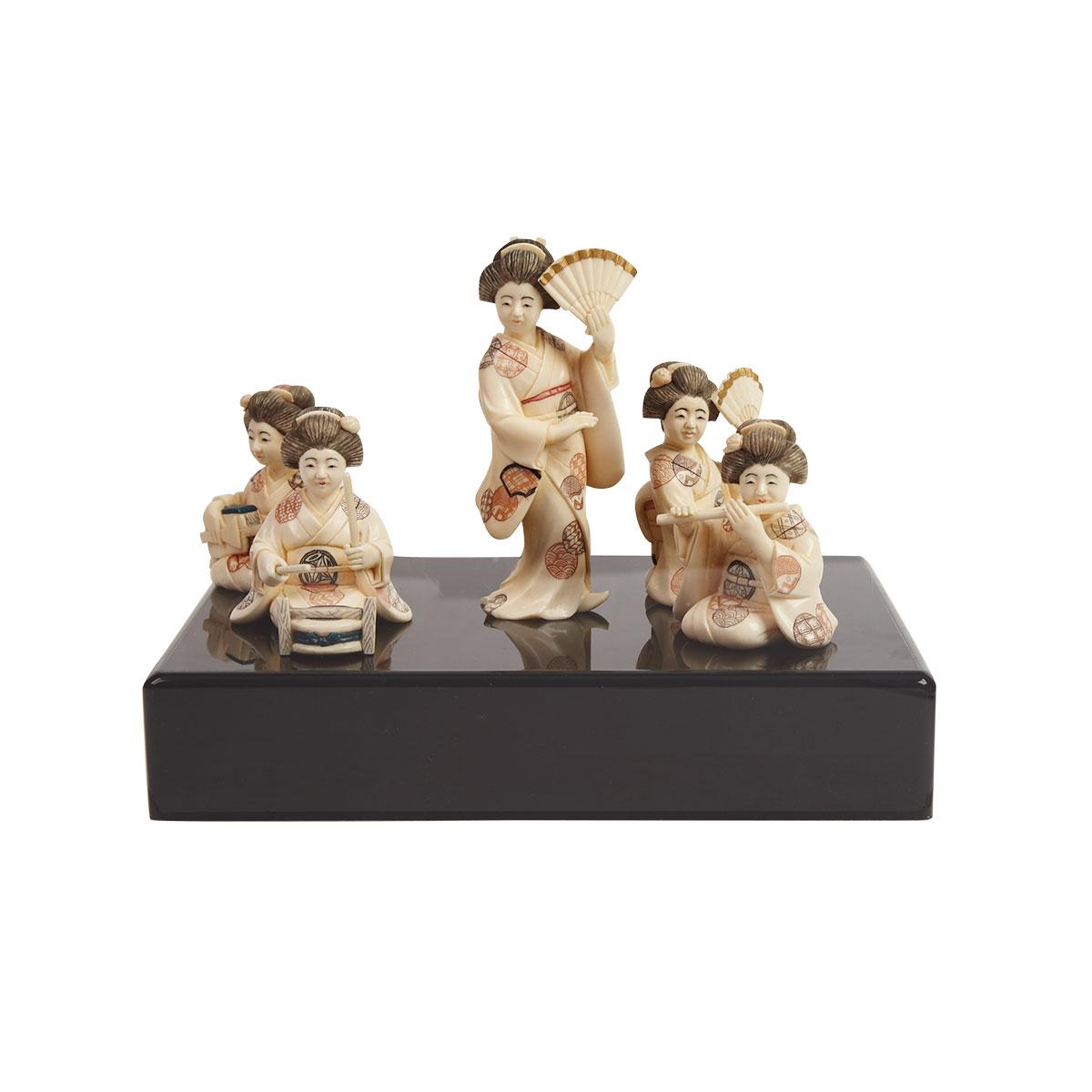 Five Ivory Okimono of Musicians, Early 20th Century