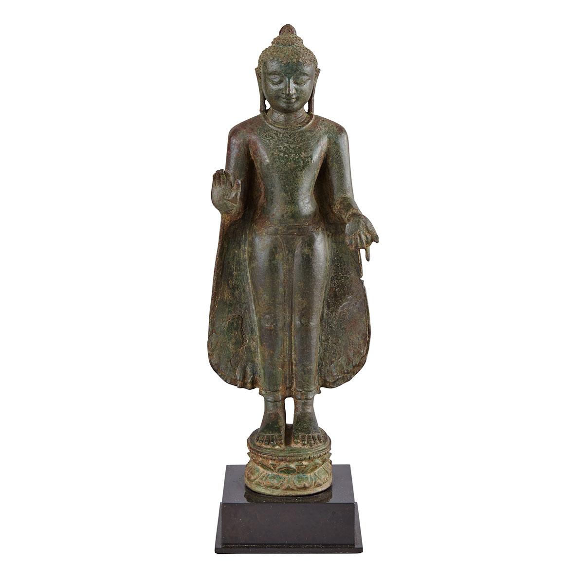 Bronze Standing Figure of Buddha, Northern India, Probably 14th to 16th Century  