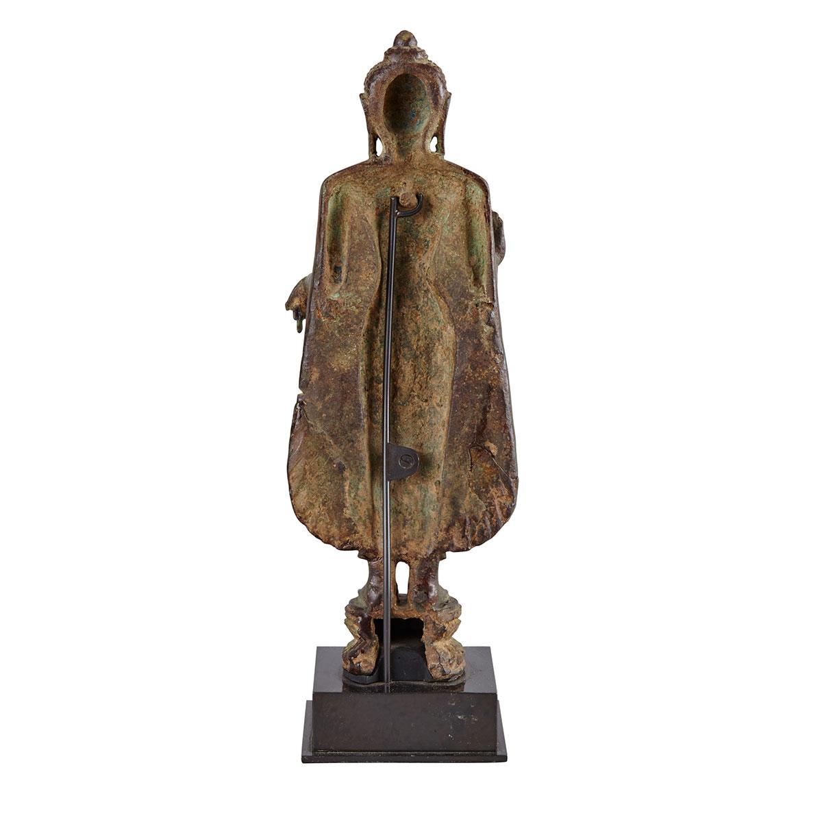 Bronze Standing Figure of Buddha, Northern India, Probably 14th to 16th Century  