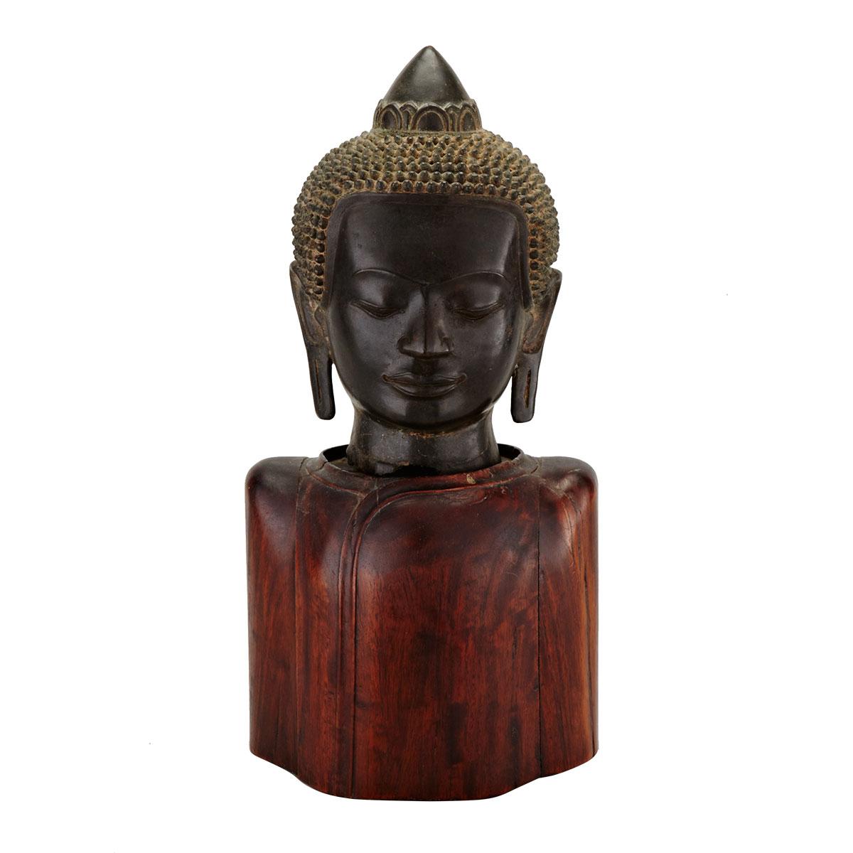 Bronze Buddha Head, Burma, 18th/19th Century