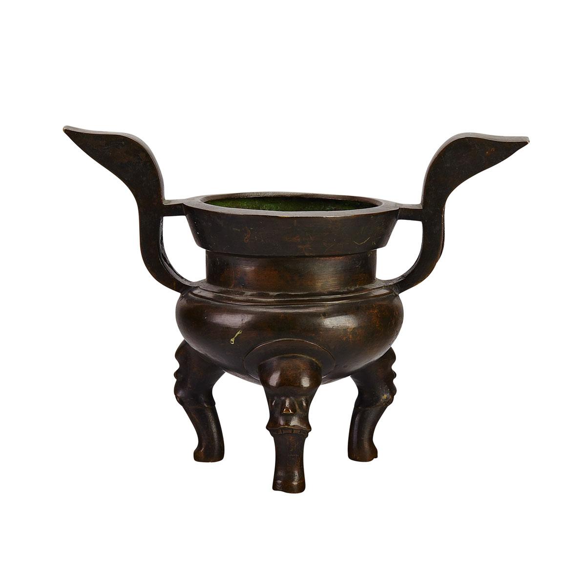 Bronze Tripod Censer, 19th Century