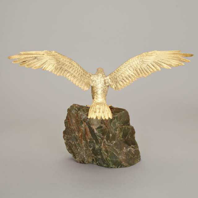 English Silver-Gilt Model of a Hawk, David Andrew for Garrard & Co., London, 1975