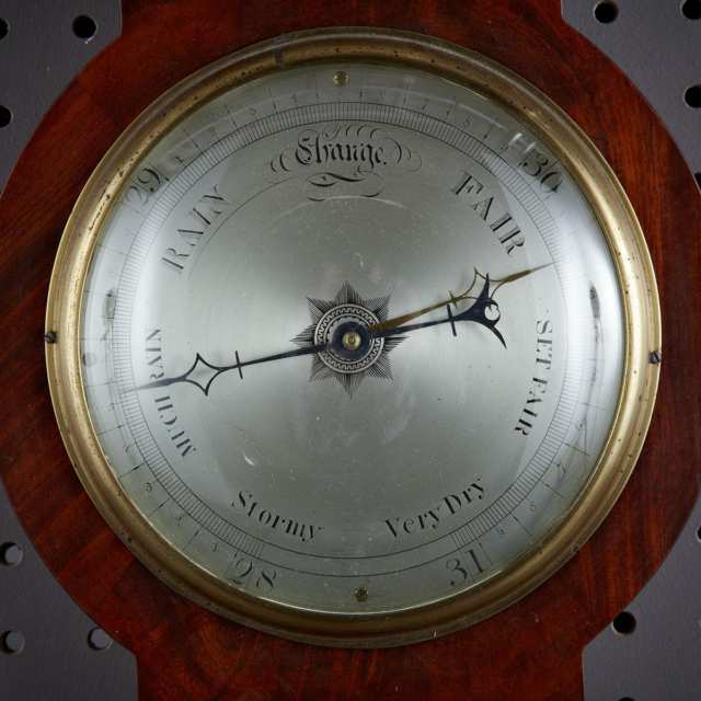 English Mahogany Wheel Barometer, Harris late Blunt, Cornhill, London, early 19th century