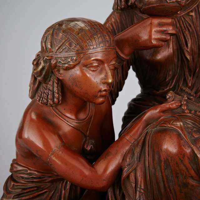 French Patinated Bronze Group of Cleopatra and an Attendant, after Moreau, 19th century