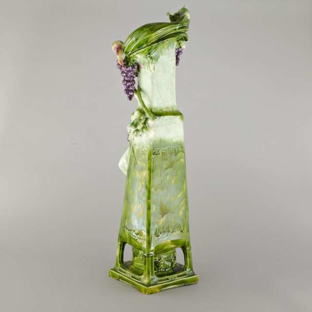 Royal Dux Majolica Large Figural Vase, early 20th century