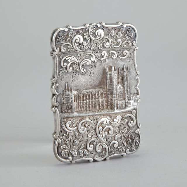 Victorian Silver Westminster Abbey ‘Castle Top’ Card Case, Nathaniel Mills, Birmingham, 1843