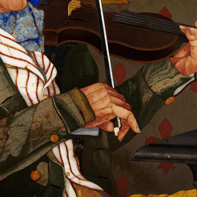 Florentine Pietra Dura Panel of a Gentleman Playing the Violin, 19th century