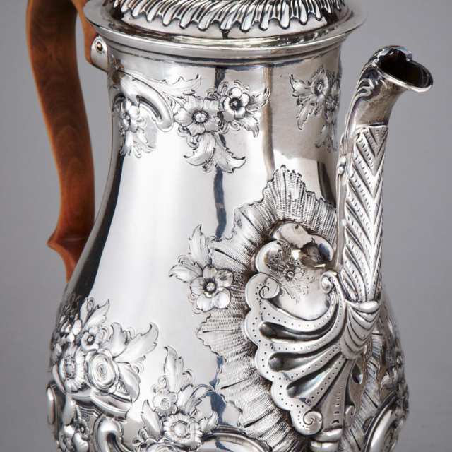 George III Irish Silver Coffee Pot, Ambrose Boxwell, Dublin, 1778