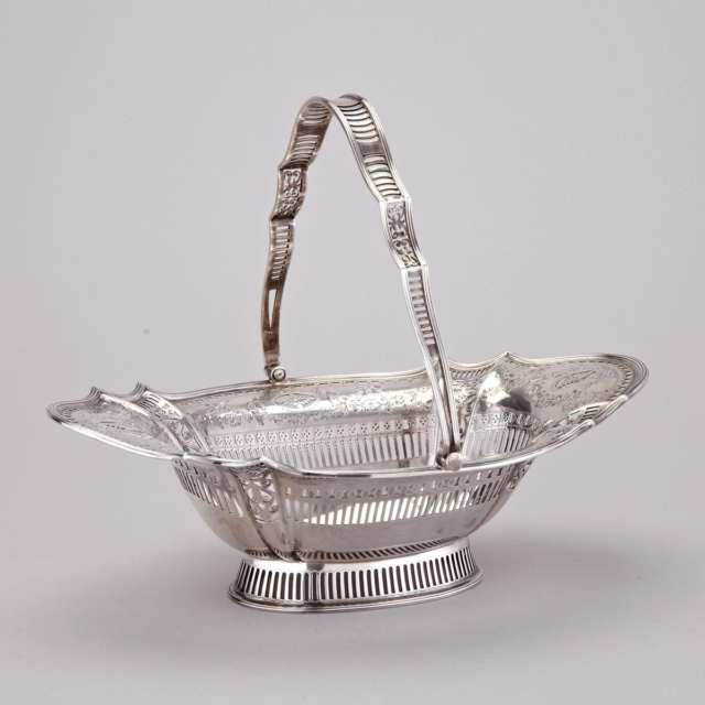 English Silver Pierced and Engraved Oval Basket, William Hutton & Sons, Sheffield, 1911