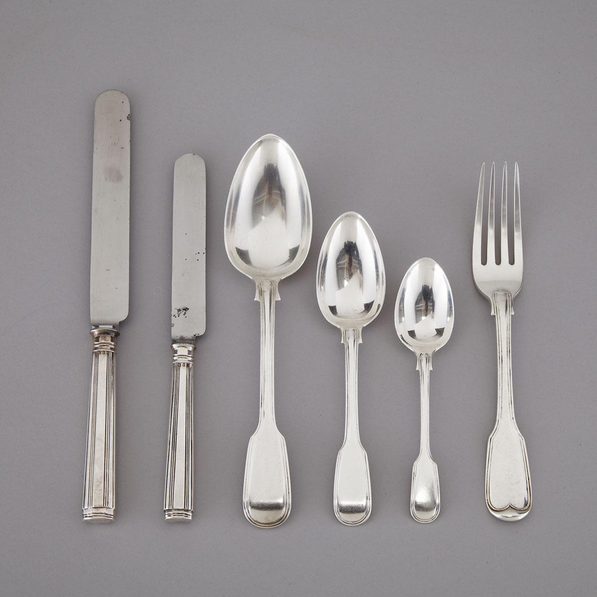 Victorian Silver Fiddle and Thread Pattern Flatware Service, mainly William Eaton, London, 1842-44