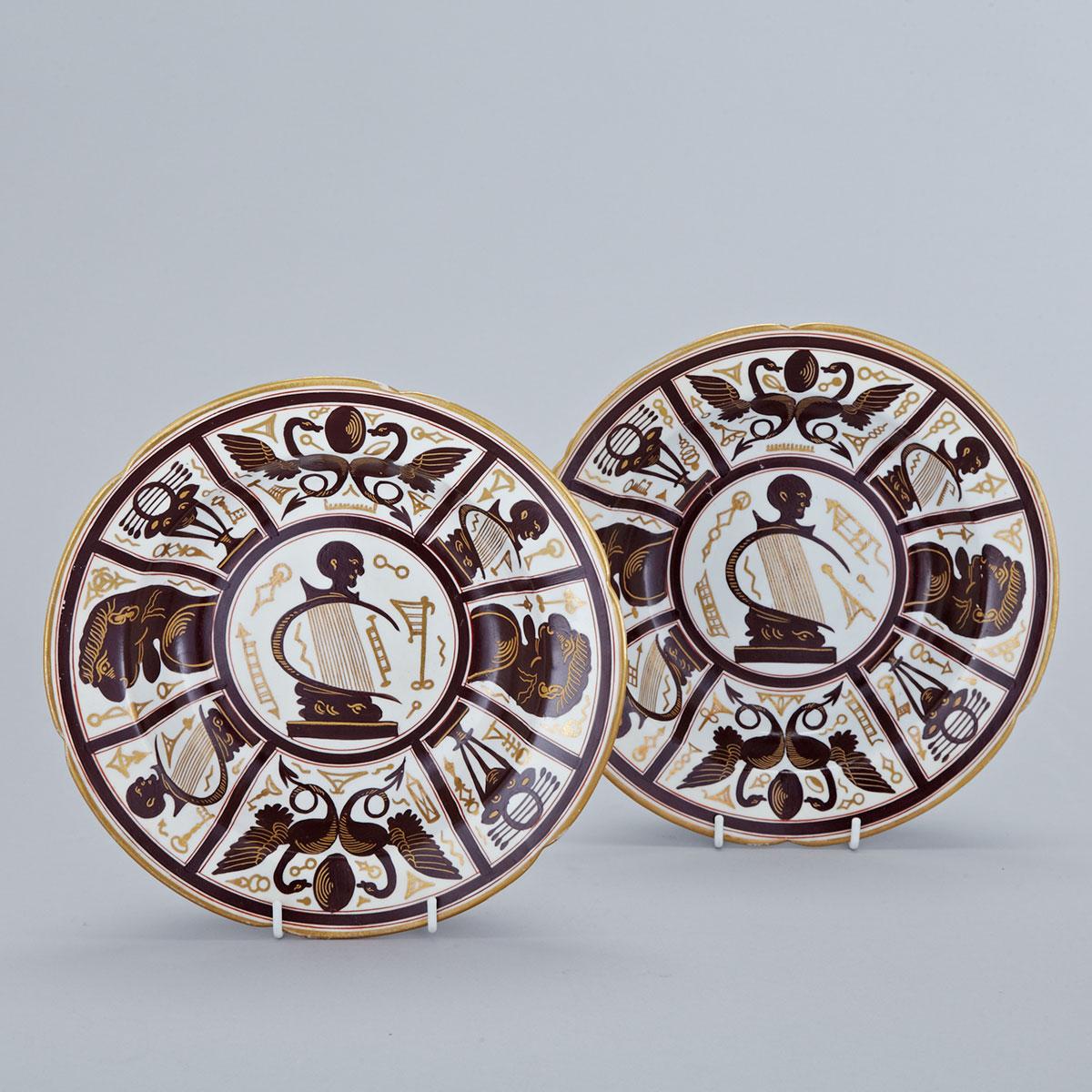 Pair of Coalport Egyptian Style Soup Plates, c.1805-10