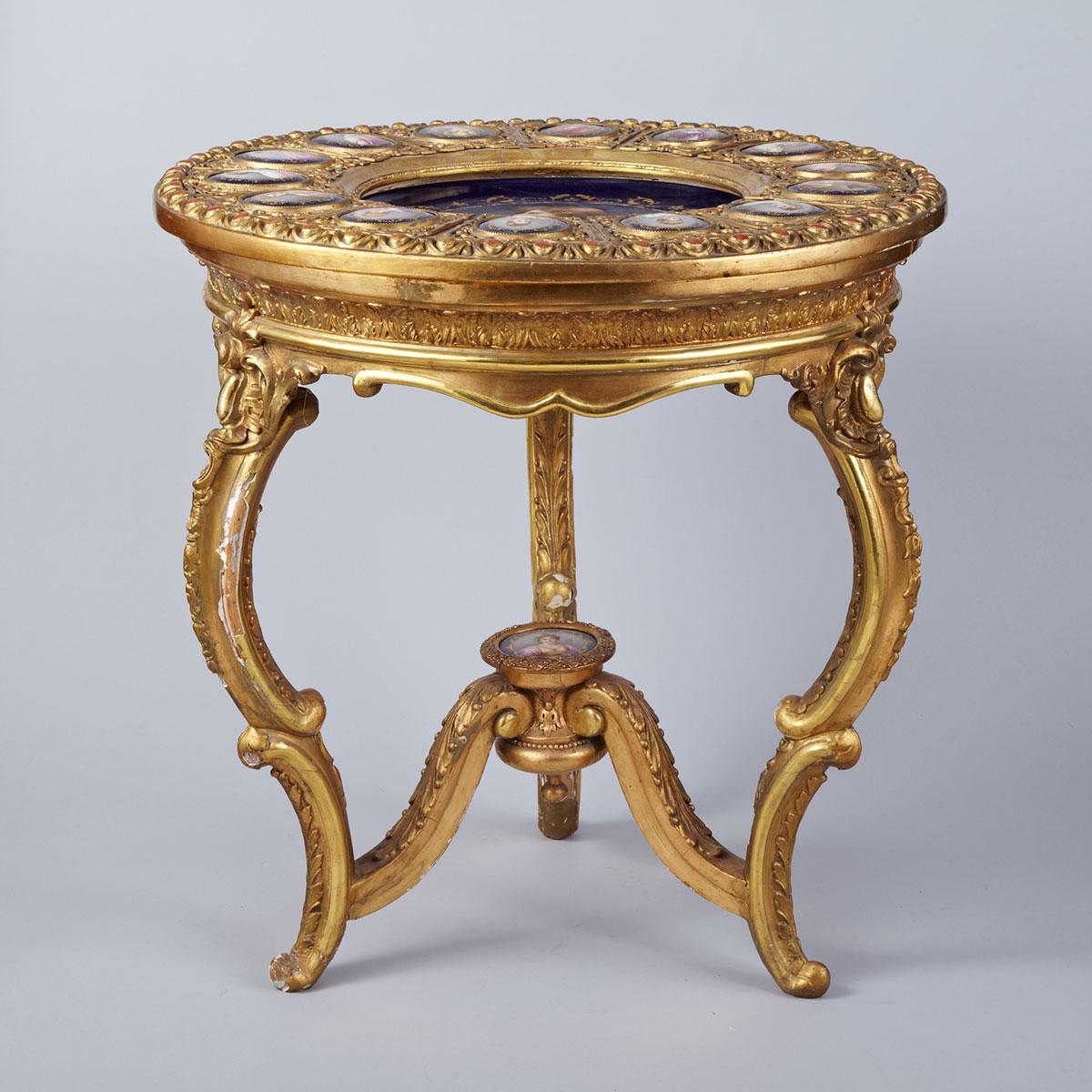 ‘Vienna’ Porcelain Mounted Gilt Wood Centre Table, c.1900