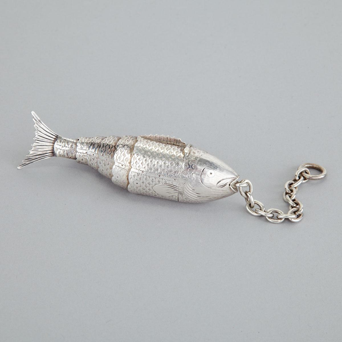 George III Silver Articulated Fish Vinaigrette, Lea & Clark, Birmingham, 1817