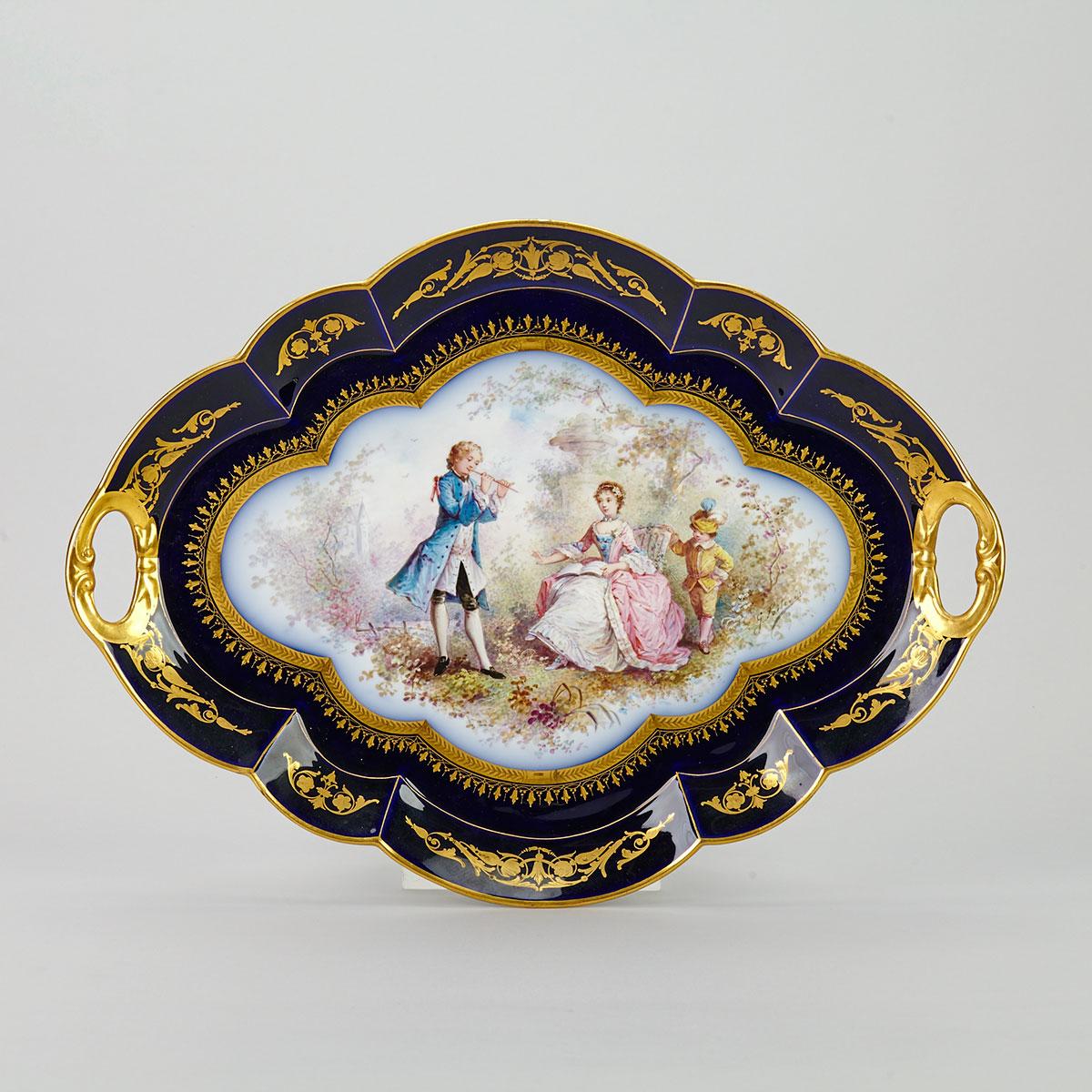‘Sèvres’ Two Handled Oval Serving Tray, late 19th century