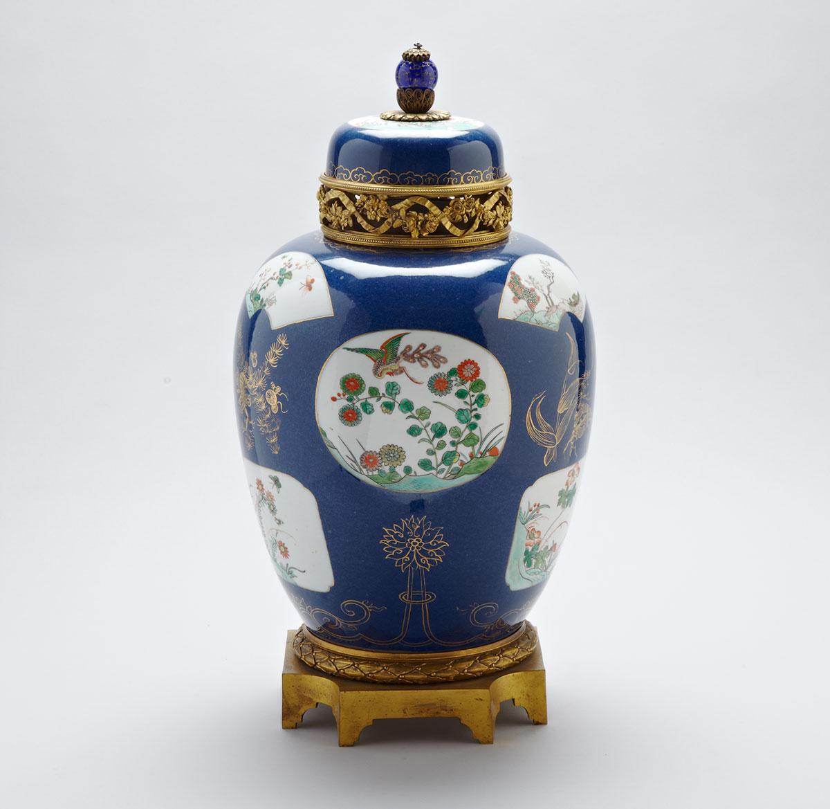 Ormolu Mounted Chinese Export Porcelain Famille Verte Ginger Jar, 19th century