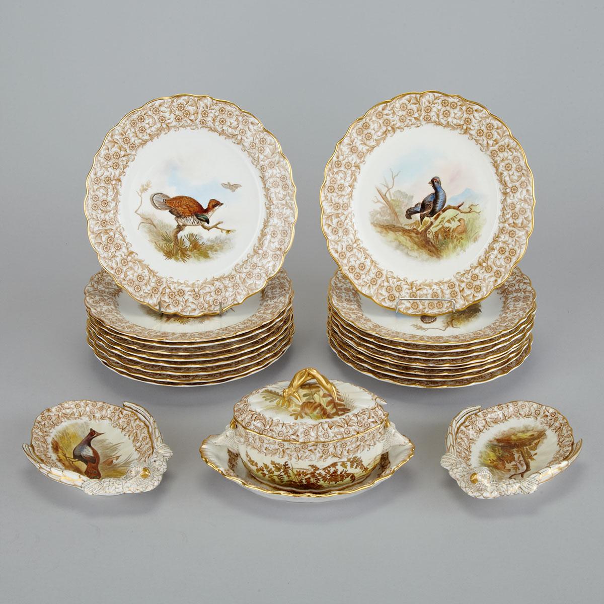 Royal Worcester Vitreous Porcelain Game Service, c.1890