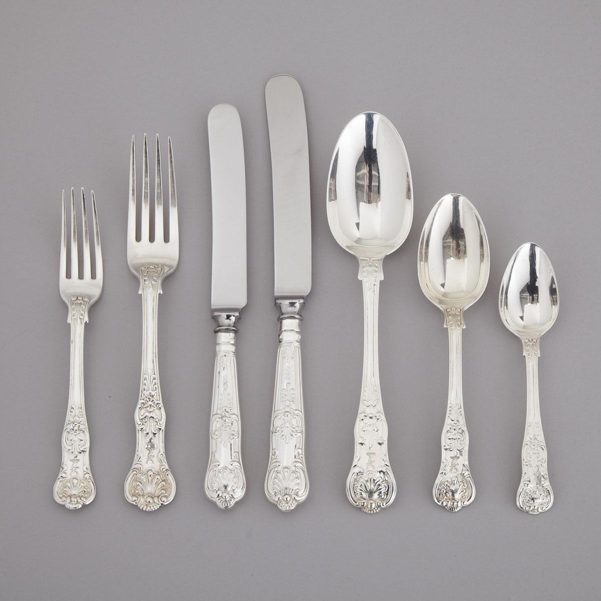 Assembled Late Georgian/Victorian Silver Queen’s Pattern Flatware Service, various makers, London, 1827-55