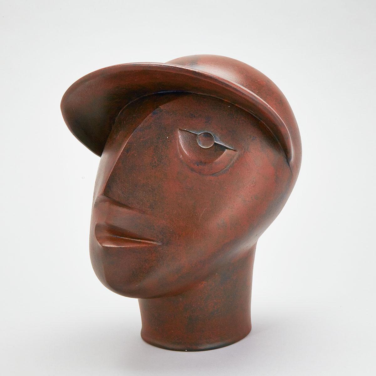 Brooklin Pottery Head of a Man, Theo Harlander, c.1985