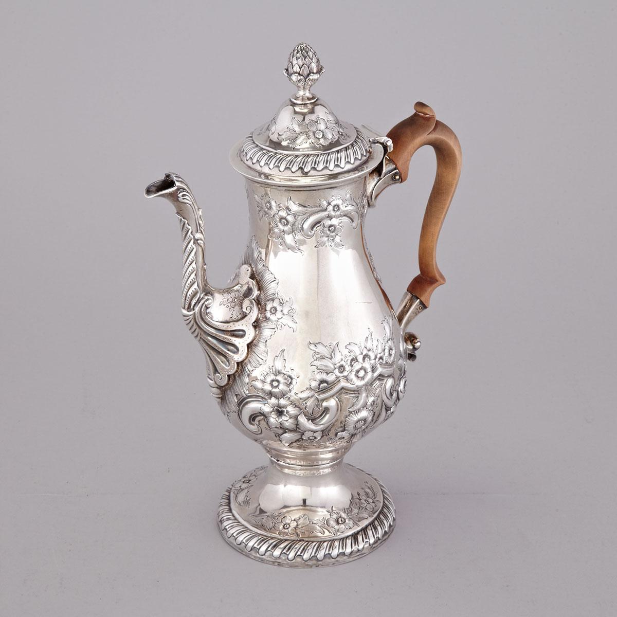 George III Irish Silver Coffee Pot, Ambrose Boxwell, Dublin, 1778